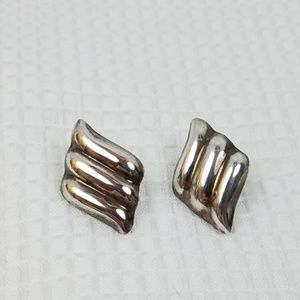 Solid 925 Sterling Silver Mexico Chunky Earrings